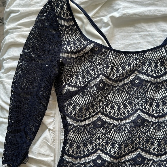GUESS Navy Blue Lace Overlay Mini Dress - Picture 8 of 8